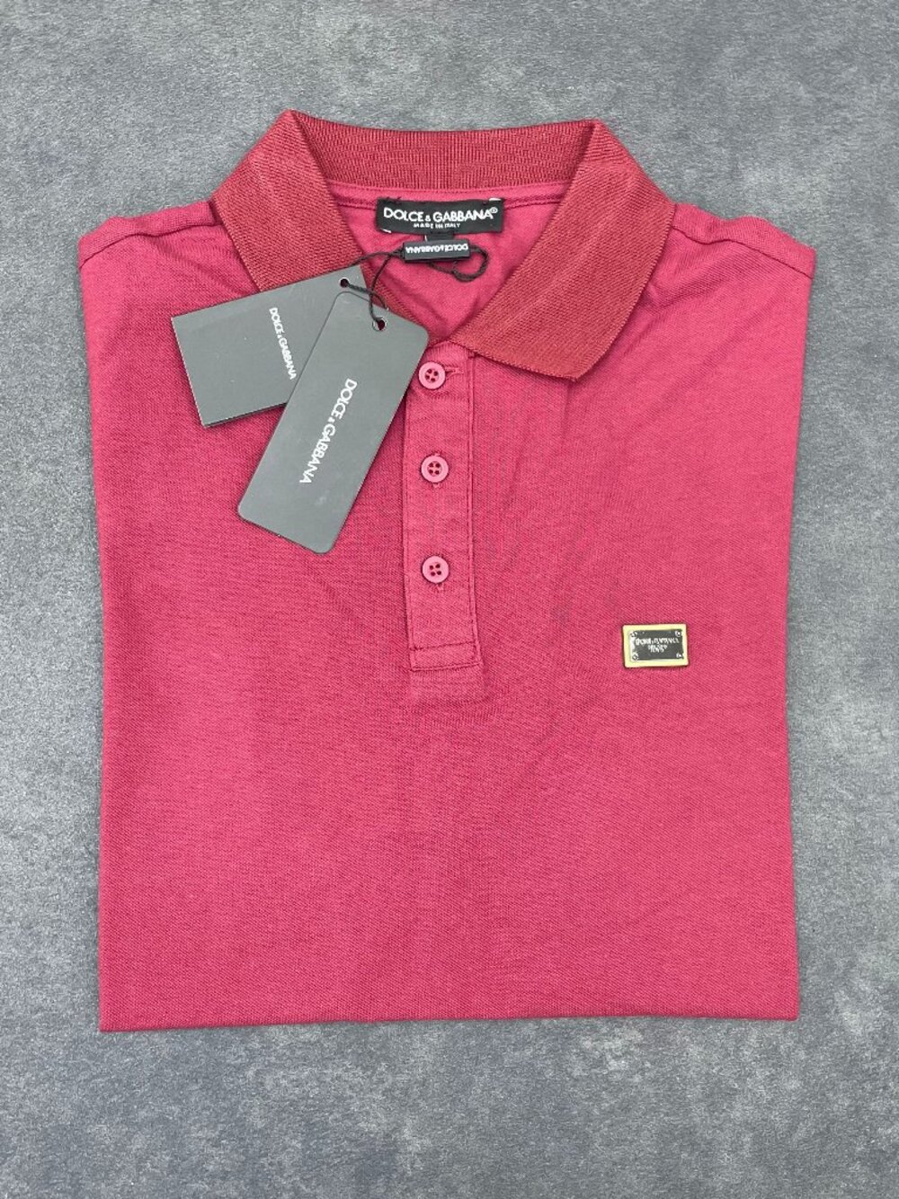Dolce & Gabbana Men’s Rose Polo Shirt Logo Plaque- Size XL